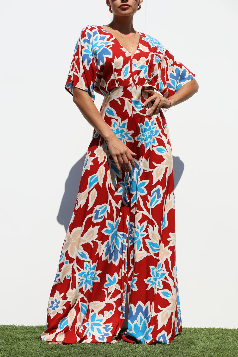 DD7202, PRINTED LOOSE FIT WOVEN JUMPSUIT