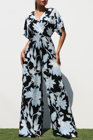 DD7202, PRINTED LOOSE FIT WOVEN JUMPSUIT