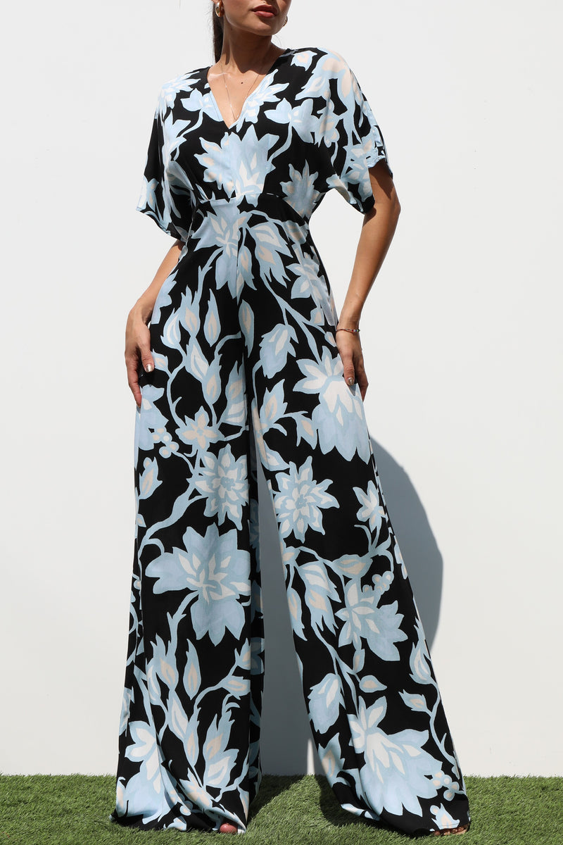 DD7202, PRINTED LOOSE FIT WOVEN JUMPSUIT