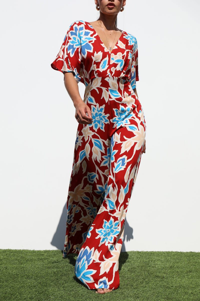 DD7202, PRINTED LOOSE FIT WOVEN JUMPSUIT