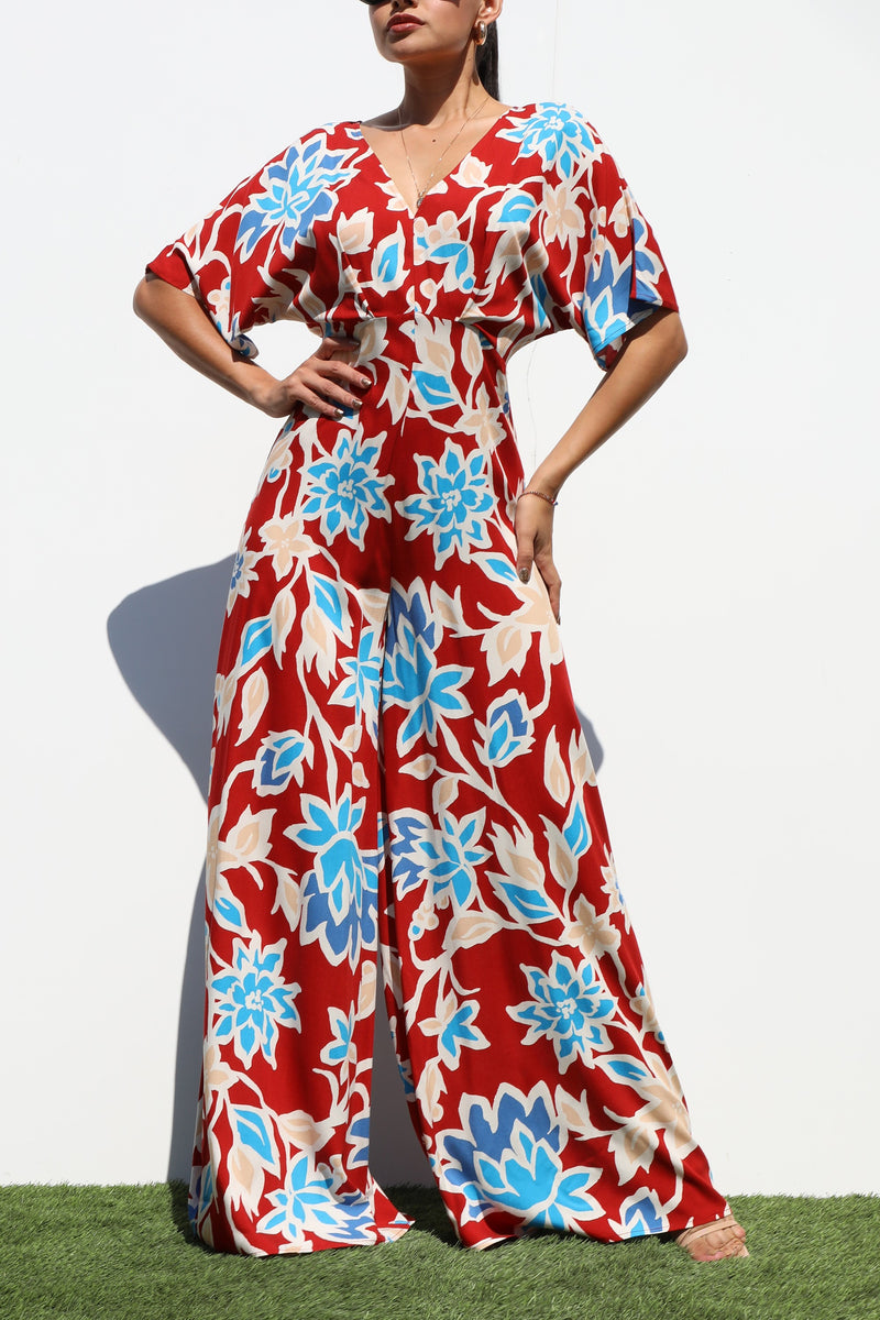 DD7202, PRINTED LOOSE FIT WOVEN JUMPSUIT