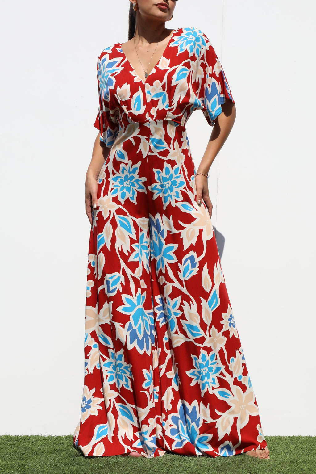 DD7202, PRINTED LOOSE FIT WOVEN JUMPSUIT