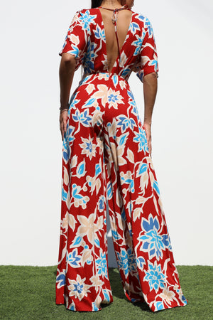 DD7202, PRINTED LOOSE FIT WOVEN JUMPSUIT