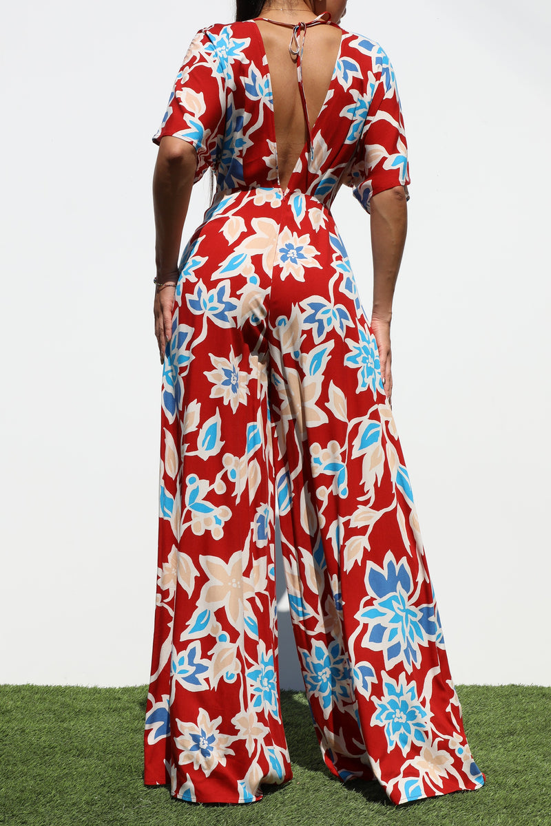 DD7202, PRINTED LOOSE FIT WOVEN JUMPSUIT