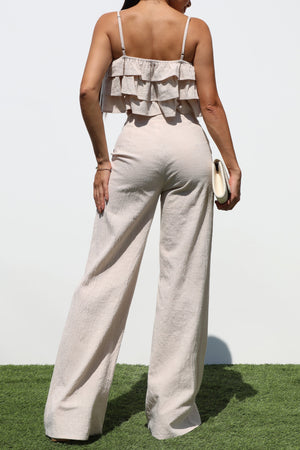 DD7262, RUFFLED WOVEN TOP & PANTS