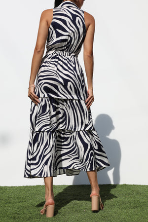 DD7272, PRINTED BUTTON DOWN MIDI DRESSES