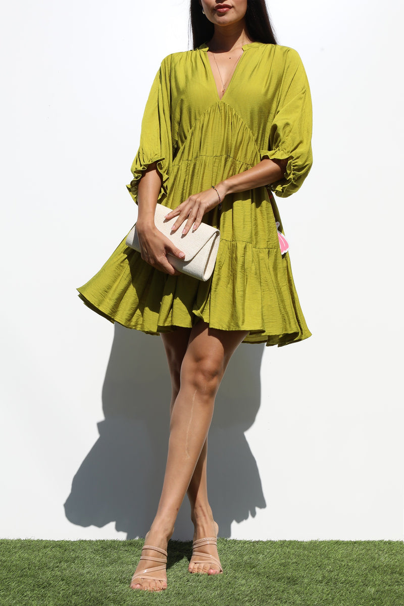 DD7284, LOOSE FIT WOVEN MINI DRESS