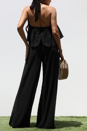 DD6976, HALTER NECK WOVEN  TOP AND PANT SET