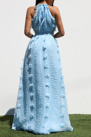 DD7145, HALTER NECK WOVEN MAXI DRESS