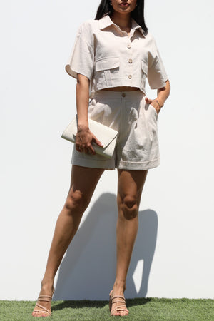 DD7332, BUTTON DOWN WOVEN TOP AND PANTS SET