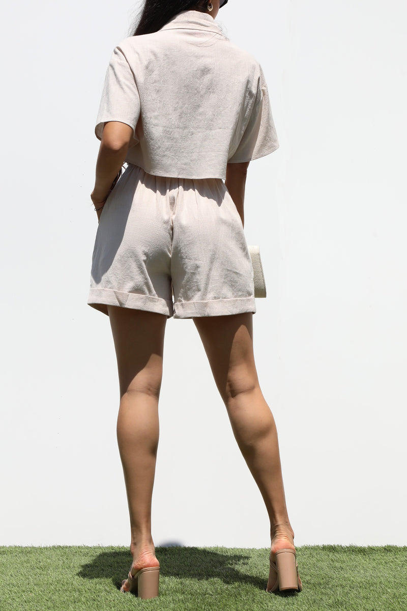 DD7332, BUTTON DOWN WOVEN TOP AND PANTS SET