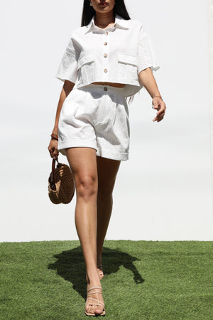 DD7332, BUTTON DOWN WOVEN TOP AND PANTS SET