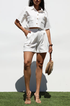 DD7332, BUTTON DOWN WOVEN TOP AND PANTS SET