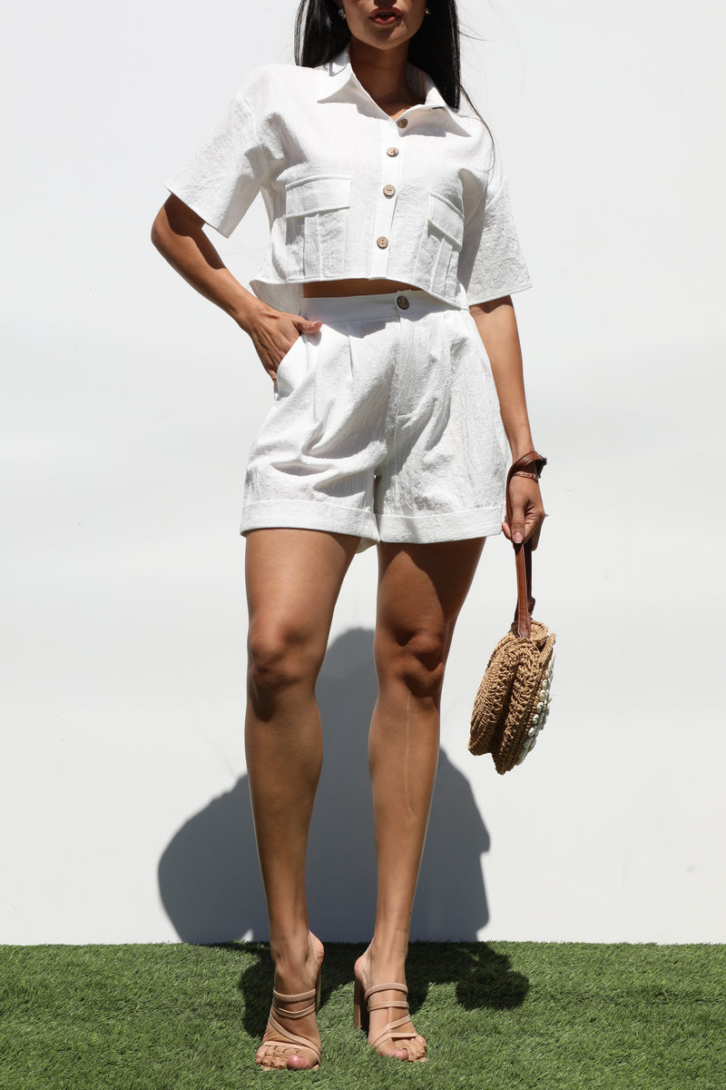 DD7332, BUTTON DOWN WOVEN TOP AND PANTS SET