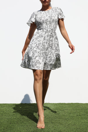 DD7329, SMOCKED TOP WOVEN MINI DRESS