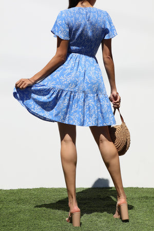 DD7329, SMOCKED TOP WOVEN MINI DRESS