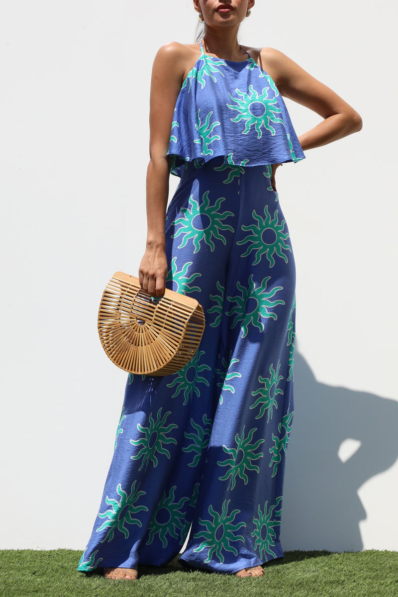 DD7317, RUFFLED WOVEN JUMPSUIT
