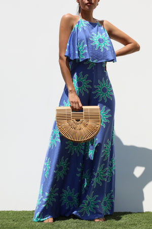 DD7317, RUFFLED WOVEN JUMPSUIT