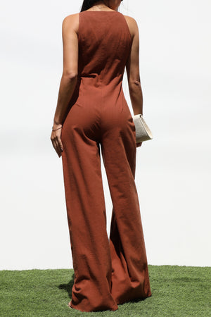 DD7230, BUTTON DOWN WOVEN JUMPSUIT