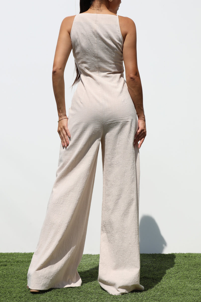 DD7230, BUTTON DOWN WOVEN JUMPSUIT