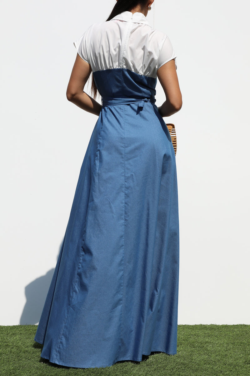 DD7325, DOUBLE BUTTON WOVEN MAXI DRESS