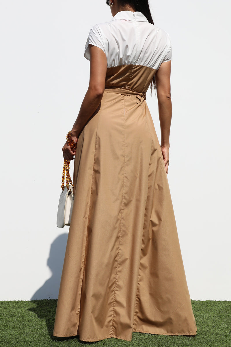 DD7325, DOUBLE BUTTON WOVEN MAXI DRESS