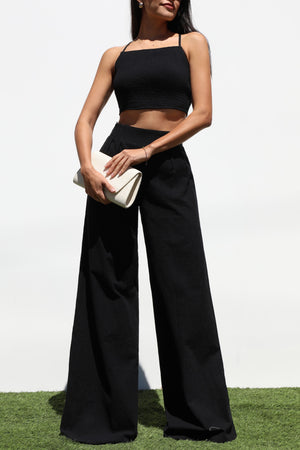 DD7134, SMOCKED WOVEN TOP AND PANTS SET