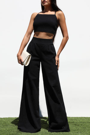 DD7134, SMOCKED WOVEN TOP AND PANTS SET