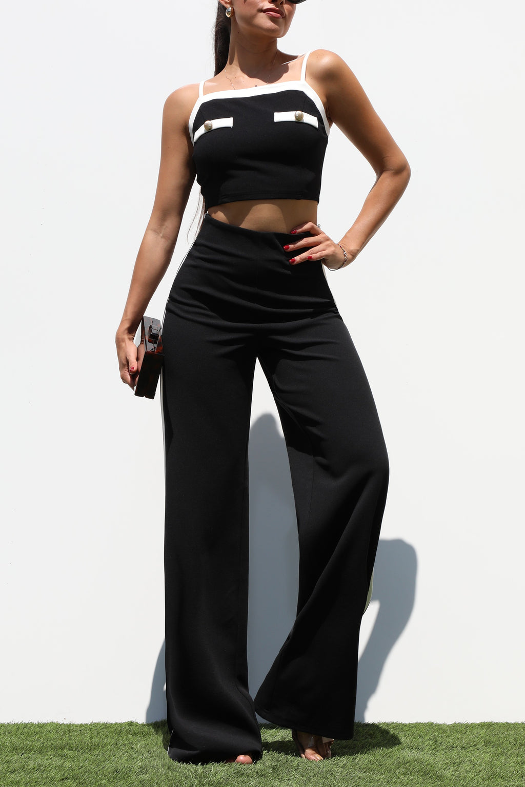 DD7293, SMOCKED WOVEN TOP AND PANTS SET