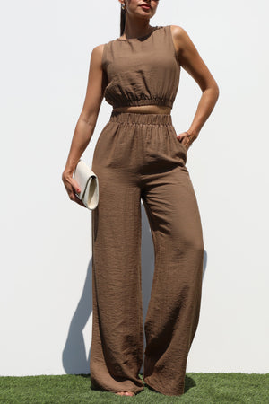 DD7302, LOOSE FIT TOP WOVEN AND PANTS SET