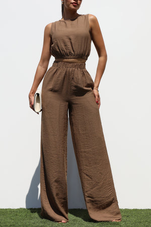 DD7302, LOOSE FIT TOP WOVEN AND PANTS SET