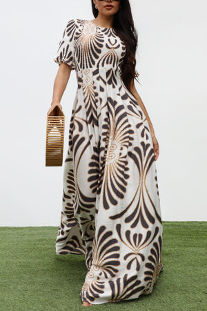 DD7334, SMOCKED TOP WOVEN MAXI DRESS