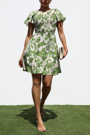 DD7319, SMOCKED TOP WOVEN MINI DRESS