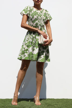 DD7319, SMOCKED TOP WOVEN MINI DRESS