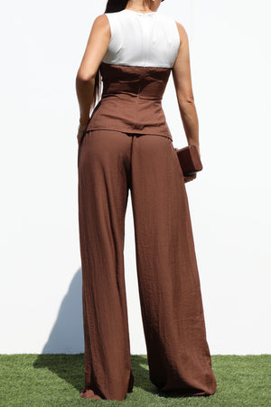 DD7270, BUTTON DOWN WOVEN TOP AND PANTS SET