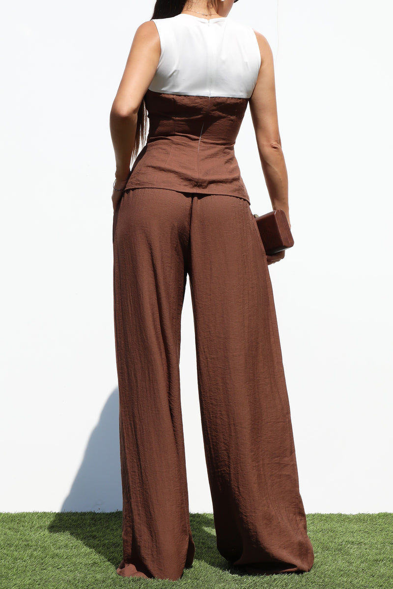 DD7270, BUTTON DOWN WOVEN TOP AND PANTS SET