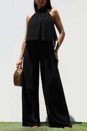 DD6976, HALTER NECK WOVEN  TOP AND PANT SET