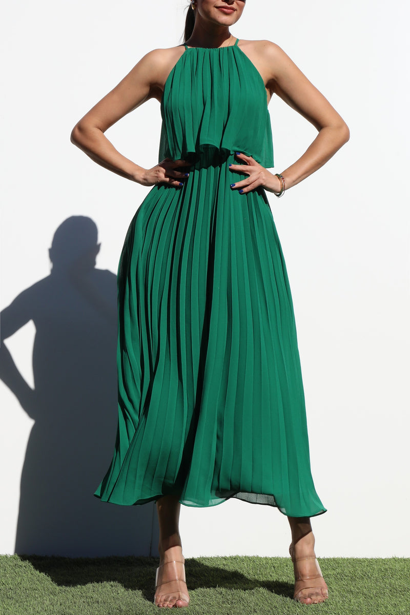 DD7021, PLEATED WOVEN MIDI DRESS