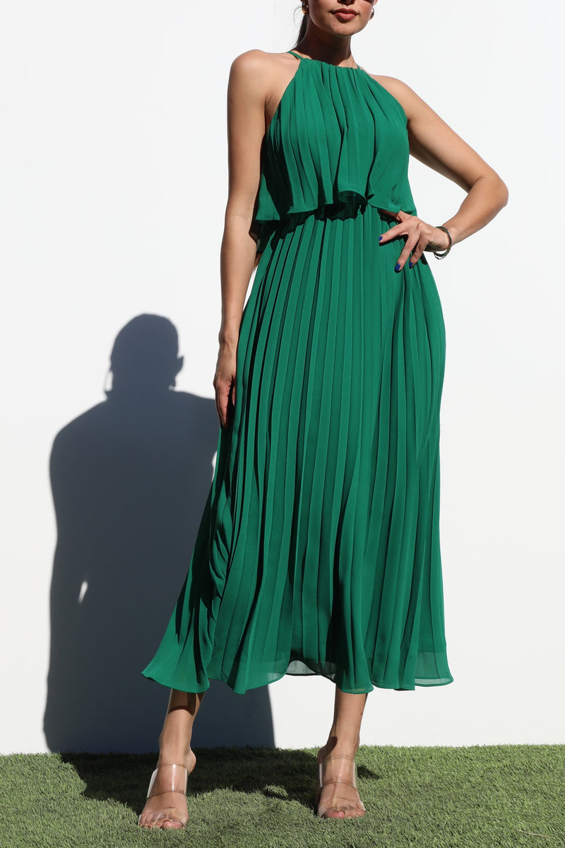 DD7021, PLEATED WOVEN MIDI DRESS