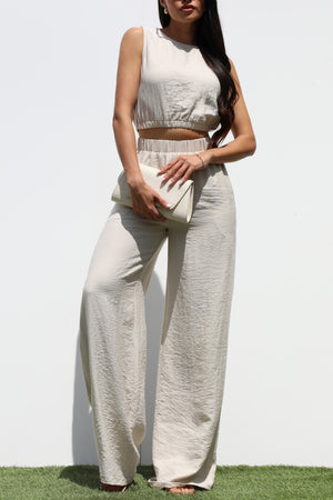 DD7302, LOOSE FIT TOP WOVEN AND PANTS SET