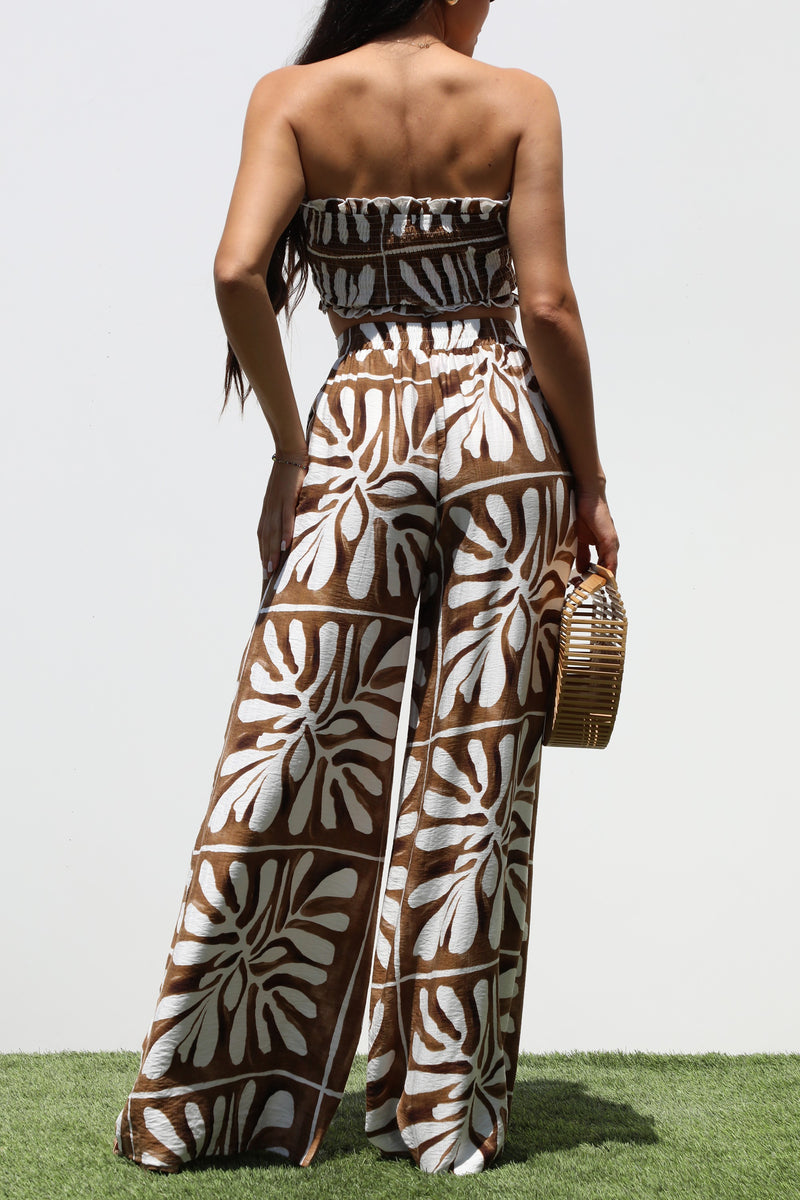 DD7316, SMOCKED TOP WOVEN AND PANTS SET