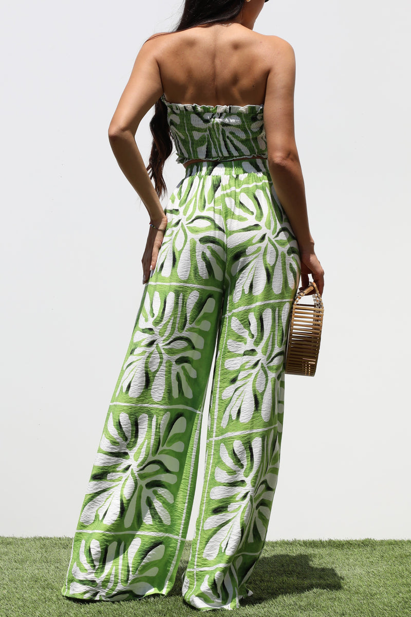 DD7316, SMOCKED TOP WOVEN AND PANTS SET