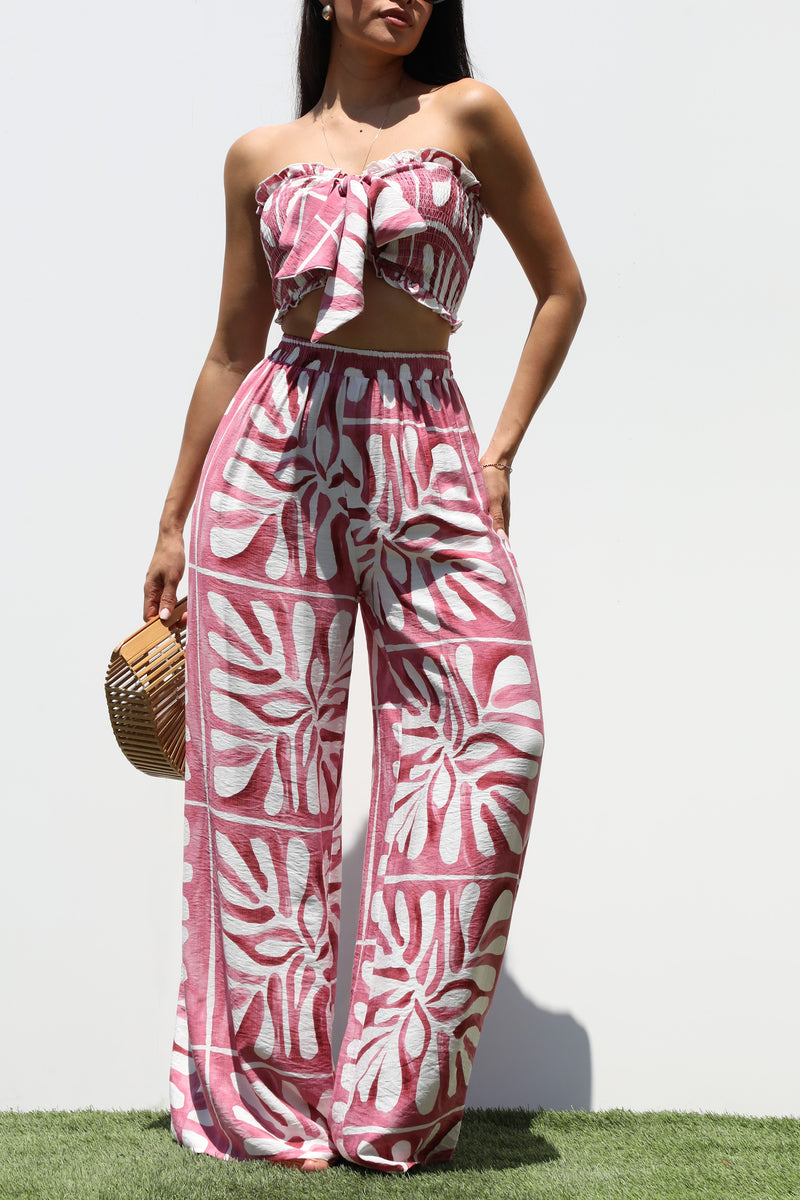 DD7316, SMOCKED TOP WOVEN AND PANTS SET
