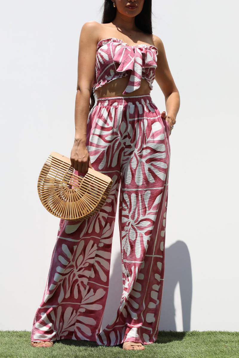 DD7316, SMOCKED TOP WOVEN AND PANTS SET