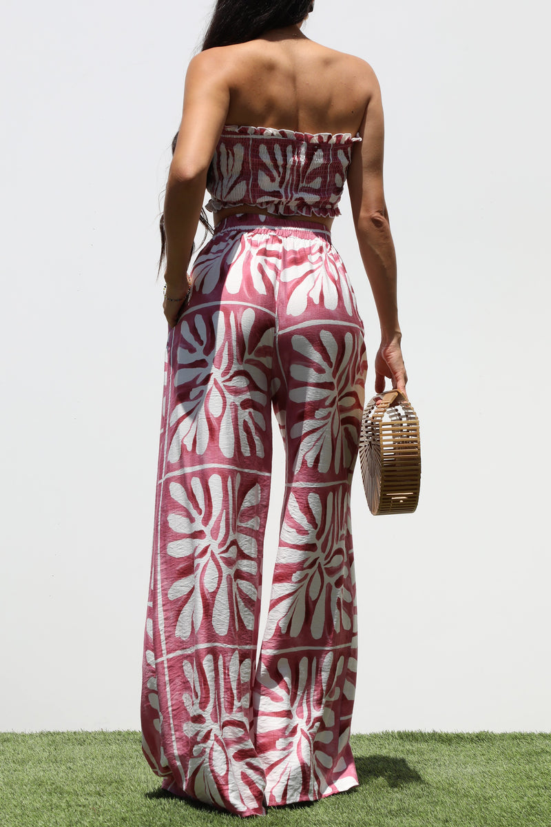 DD7316, SMOCKED TOP WOVEN AND PANTS SET