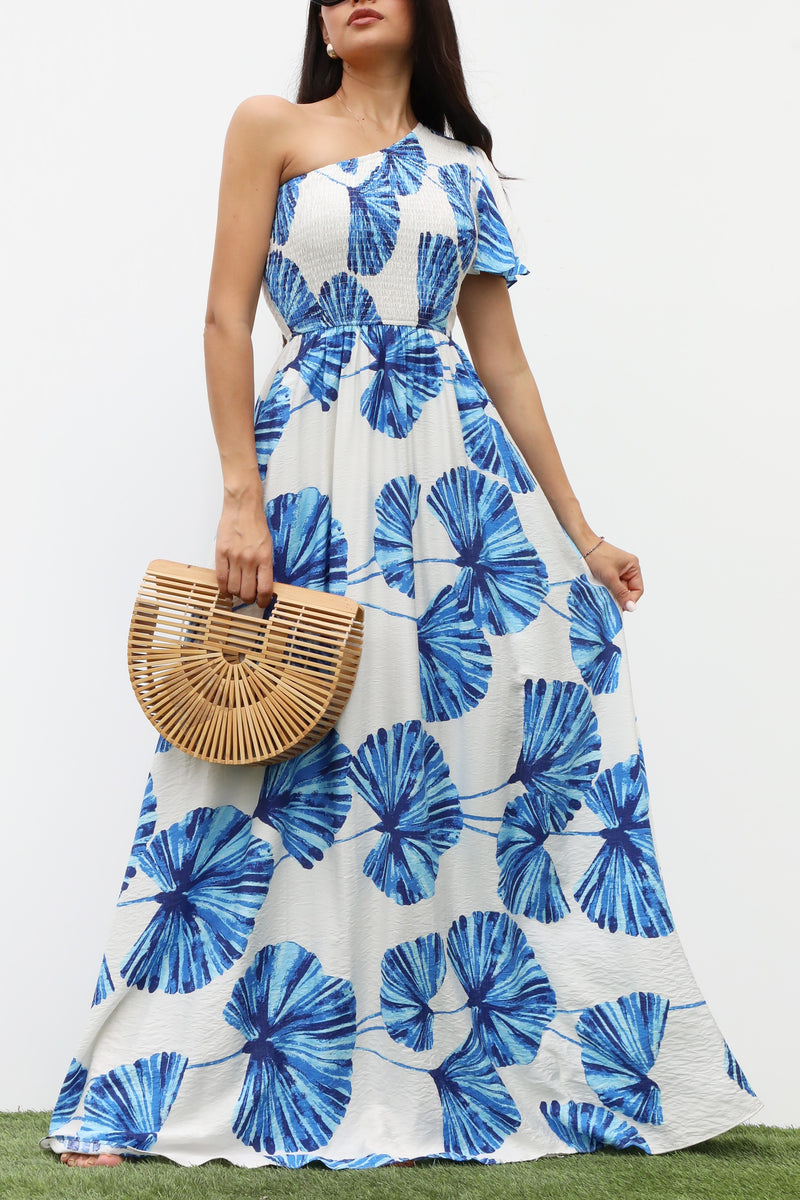 DD7338, SMOCKED TOP WOVEN MAXI DRESS