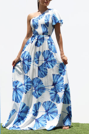 DD8391, SMOCKED TOP ONE SHOULDER MAXI DRESS