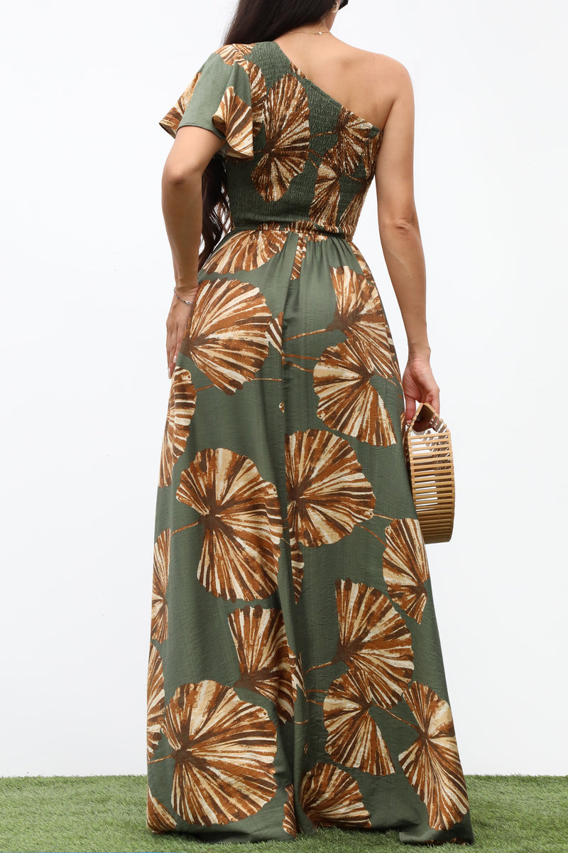 DD7338, SMOCKED TOP WOVEN MAXI DRESS