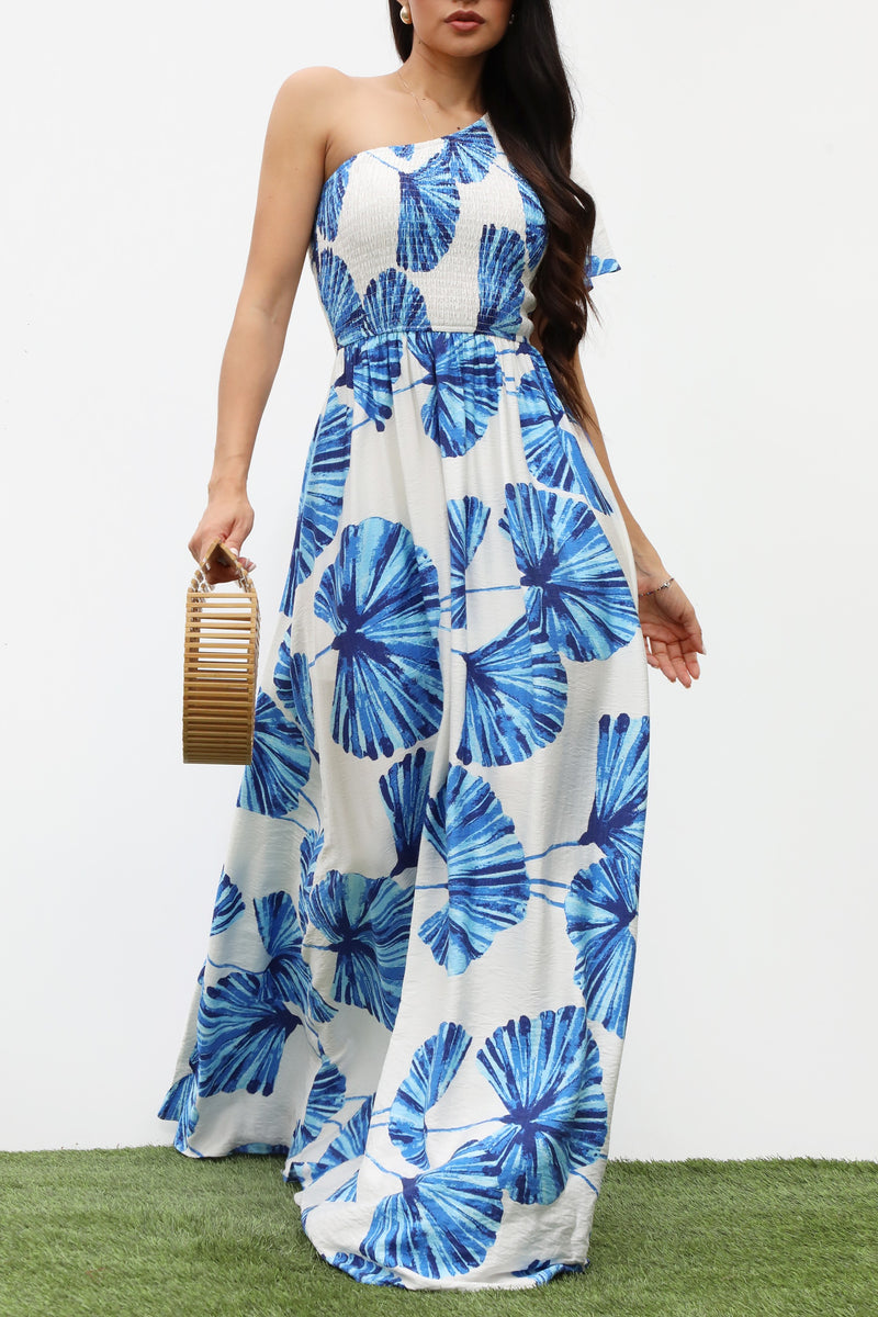 DD7338, SMOCKED TOP WOVEN MAXI DRESS