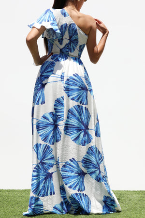 DD8391, SMOCKED TOP ONE SHOULDER MAXI DRESS
